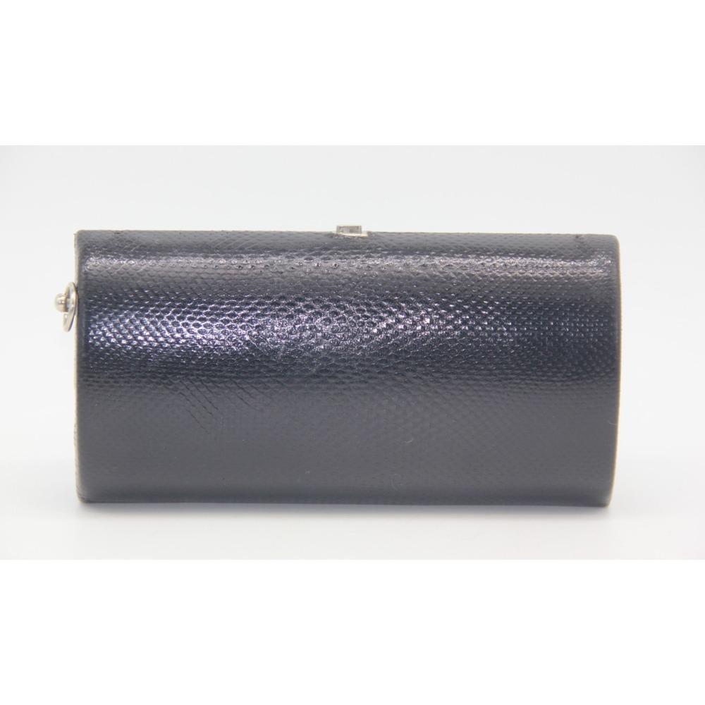 Mary Norton Evening Snakeskin Black Clutch Bag Purse Silver Chain EUC Retro Glam